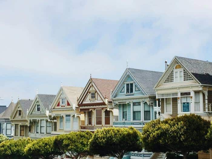 A row of colorful houses