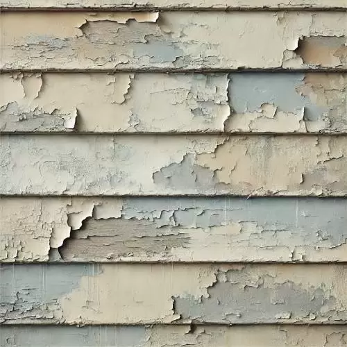 a close-up of paint peeling off a wooden home's exterior